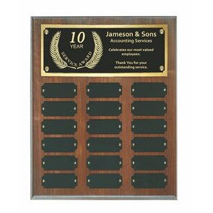 Genuine Walnut Perpetual Award Plaque 18 Plates