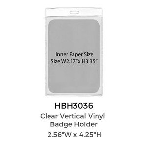 2.56" x 4.25" Clear Vertical Vinyl Badge Holder