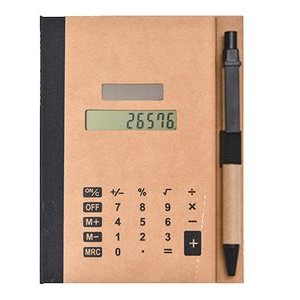 Recycled Solar Calculator with Pen, Note Pad, Sticky Notes