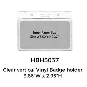 3.70" x 3.03" Clear Horizontal Vinyl Badge Holder