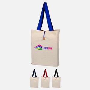 Full Color Heavy Canvas Natural Tote with Wooden Button