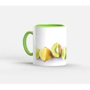 11 Oz. Full Color Two Tone Mug (Lime Green Handle & Interior)