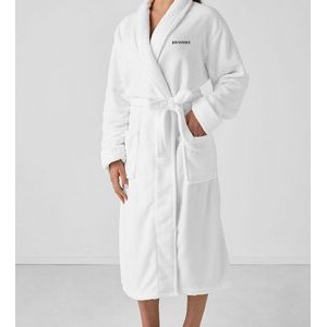 100% Cotton Heavy Weight White Velour Shawl Collar Bath Robe Unisex One Size