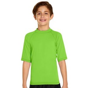 Youth Short Sleeve Rash Guard - Lime Green
