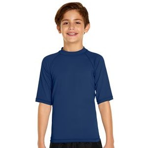 Youth Short Sleeve Rash Guard - Navy Blue