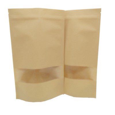 Stand-up Reusable Sealing Kraft Paper Bag with Zip Lock and Transparent Window