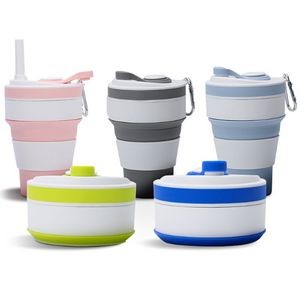 Collapsible Cups with Silicone Straw and Carabiner 12.5 OZ