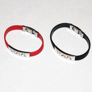 Fashion Adjustable Silicone Bracelet w/Stainless Steel Plate