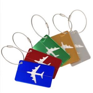 Aluminium Metal Travel Luggage Tags with Wire Ring and Name Labels