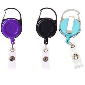 Retractable Badge Reel with Carabiner Belt Clip and Key Ring for ID Card Name Holder and Keychain