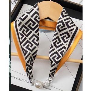 Imitated Silk Magnetic Pearl Buckle Scarves