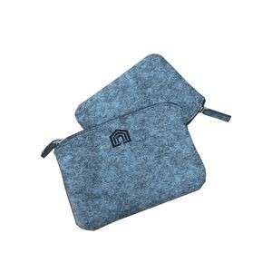 Flat Dark Gray Felt Zipper Pouch Cosmetic Case Purse Bag Flat Dark Gray Felt Zipper Pouch Cosmetic