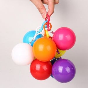 Ball Shaped Disposable Hooded Poncho With Keychain