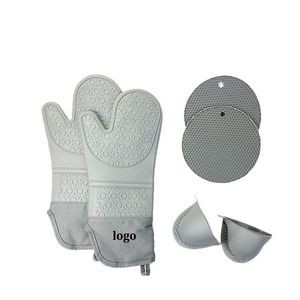 6PCS Silicone Glove Set/Silicone Oven Mitts, Pot Holder and Grilling Gloves