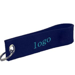 Custom logo cheap felt craft keychain fleece chain with ring