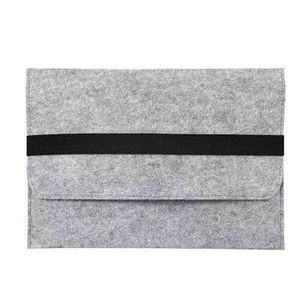Handmade Gray wool Felt Case Bag Sleeve Protector with Black Elastic Band