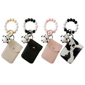 Silicone Chain Beaded Bangle with Card Holder and PVC Panda Pendant