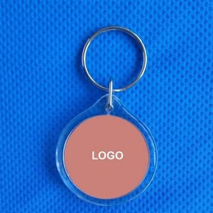 Round Acrylic Photo Frame w/Nickel Keychain/Promotional Gift