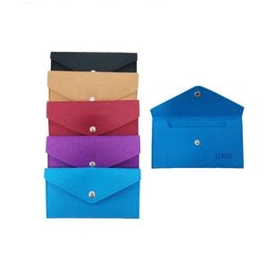 Small Felt Envelop Pouch Case Purse Bag w/Press Button
