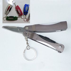 4-in-1 Function Key Chain with Scissors, Ball Pen And LED Light
