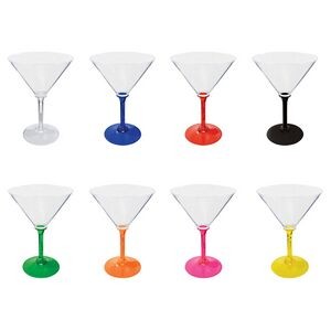 10 Oz. Acrylic Martini Glass w/ Colored Stem