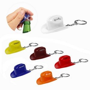 Plastic Cowboy Hat Bottle Opener Keychain