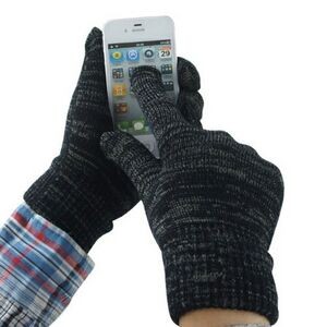 Black Knit Stylus Gloves