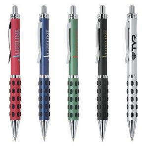 Metal Click Action Ballpoint Pen with Dotted Rubber Grip
