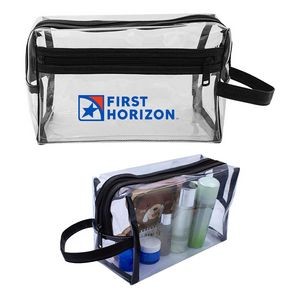 Clear Vinyl and Leatherette Toiletry Bag