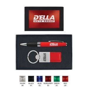 Torpedo Ballpoint Pen and Duo Leather Keytag Gift Set