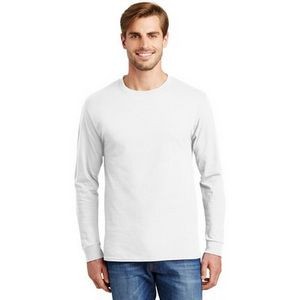 Hanes Men's Tagless 100% Cotton White Long Sleeve T-Shirt