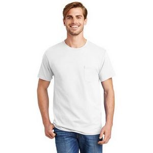 Hanes Men's Tagless 100% Cotton White T-Shirt w/Pocket