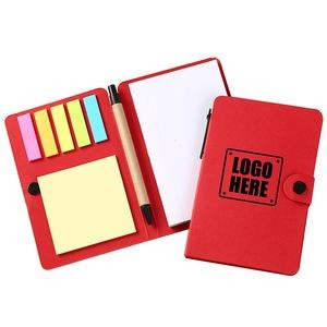 Button Closure Eco Sticky Notes & Notebook w/Pen