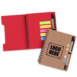 Spiral Notebook with Stick Flag and Pen