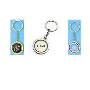 Full Color Domed Round Rotatable Keychain
