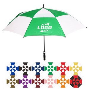 Wind-Vented Automatic Checkerboard Fiberglass Golf Umbrella (60