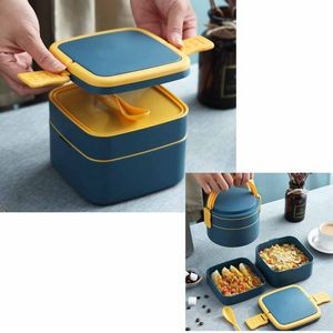 Two Tier Plastic Lunch Box With Spoon