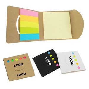 Sticky Notes & Colorful Flags In Pocket Case Made Of Kraft Paper