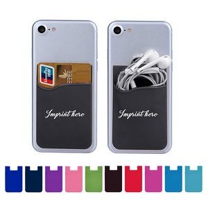 Silicone Cell Phone Wallet & Card Holder w/Adhesive Backing