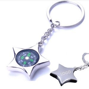 Portable five-pointed star compass key chain