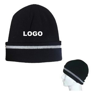 Adult Knit Cap with Reflective Trim