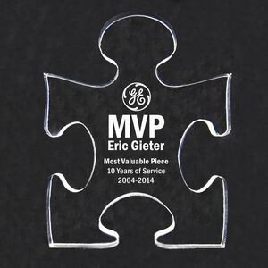 Acrylic Engraved Award - "The MVP - Most Valuable Piece" - 4" Tall without base