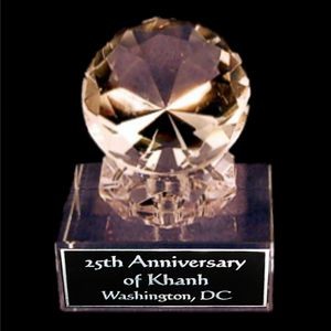 Solid Crystal Engraved Paperweight - 4 1/2