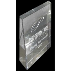 Clear Solid Crystal Wedge Paperweight - 3.25" small