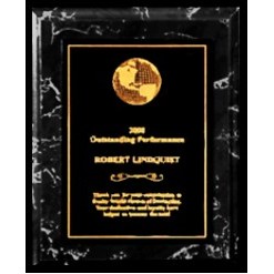 Black Marble finish Plaque with Engraved Metal Panel - 8" x 10"