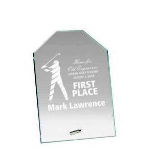 Glass Engraved Award with Chiseled Top - 9" Tall
