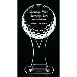 VALUE LINE! Acrylic Engraved Award - 7" Golf Ball and Tee - Key Base