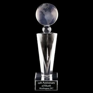 Solid Crystal Engraved Award - 8" medium - Elegante Globe
