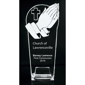 VALUE LINE! Acrylic Engraved Award - 8" Tall - Praying Hands