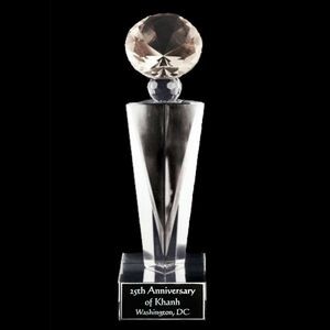 Solid Crystal Engraved Award - 7" small - Elegante Diamond